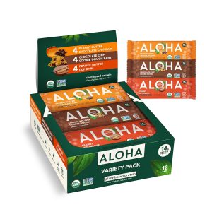 ALOHA Organic Protein Bars - 3 Flavor Variety Pack - 12 ct, 1.9oz