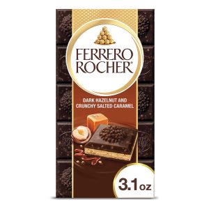 Ferrero Rocher Premium Chocolate Bars, 8 Pack, Dark Chocolate Hazelnut and Crunchy Salted Caramel, 3.1 oz Each