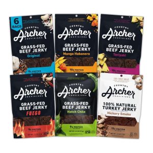 Country Archer Grass-Fed Beef Jerky Variety Pack - 2.5 oz (Pack of 6)