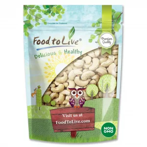 Food to Live Organic Cashews – Whole, Size W-240, Unsalted, 2 lbs