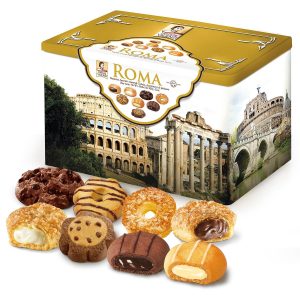 Matilde Vicenzi Roma Cookie Tin - Puff Pastries, Assorted Cookies in Italian Design Gift Tin 32oz
