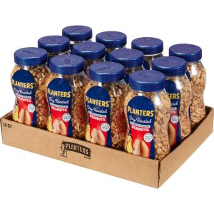 Planters Peanuts, Dry Roasted Peanuts, Lightly Salted - 16 oz. Jars, Pack of 12