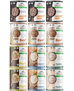 Mountain Essentials Ready to Eat Canned Meat Variety Pack 28 Oz –12 Pack